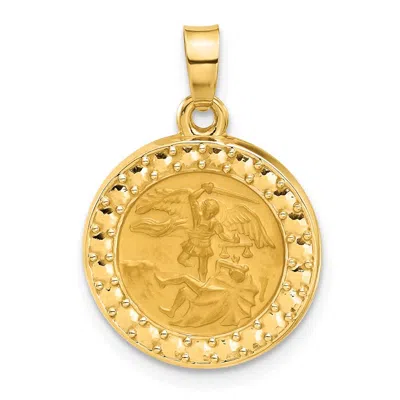 Diamond2deal 14k Yellow Gold Hollow St. Michael Medal In Metallic