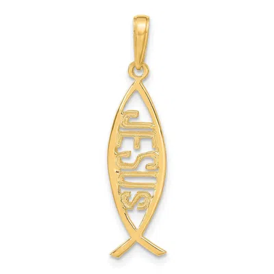 Diamond2deal 14k Yellow Gold Ichthus Fish Jesus Pendant In Brown