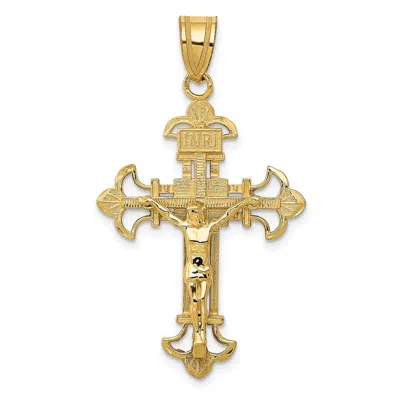 Diamond2deal 14k Yellow Gold Inri Fleur De Lis Crucifix Pendant