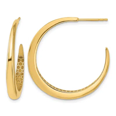 Diamond2deal 14k Yellow Gold J-hoop Post Earrings 30.7 Mm