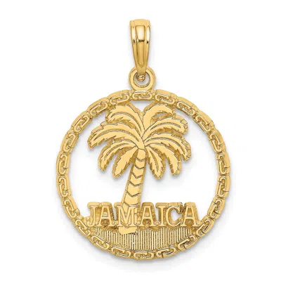 Diamond2deal 14k Yellow Gold Jamaica Palm Tree Circle Charm