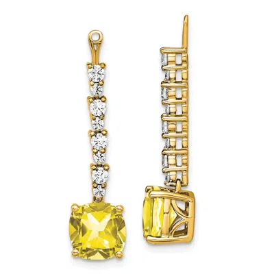 Diamond2deal 14k Yellow Gold Lab Grown & Yellow Sapphire Earring Jackets