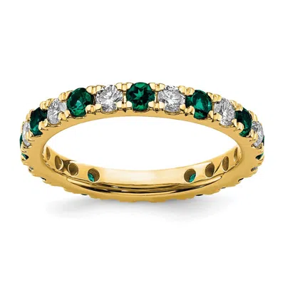Diamond2deal 14k Yellow Gold Lab Grown Diamond & Alexandrite Eternity Wedding Band Ring 0.7ct Clarity- Vs Color-