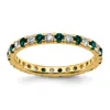 Diamond2deal 14k Yellow Gold Lab Grown Diamond & Emerald Eternity Wedding Band Ring 1/2ct Clarity- Vs Color- G-h In Yellow
