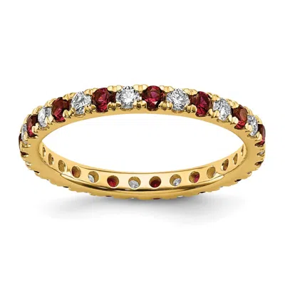 Diamond2deal 14k Yellow Gold Lab Grown Diamond & Ruby Eternity Wedding Band Ring 1/2ct Clarity- Vs Color- G-h