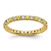 Diamond2deal 14k Yellow Gold Lab Grown Diamond & Yellow Sapphire Eternity Wedding Band Ring 1/2ct Clarity- Vs Col In Yellow