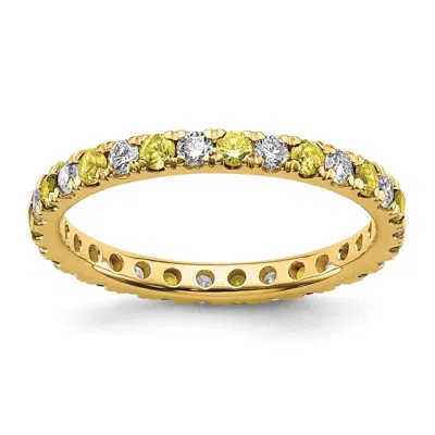 Diamond2deal 14k Yellow Gold Lab Grown Diamond & Yellow Sapphire Eternity Wedding Band Ring 1/2ct Clarity- Vs Col
