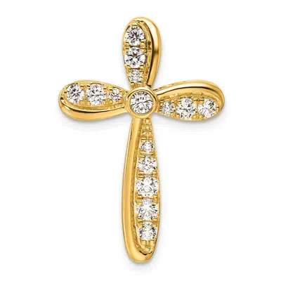 Diamond2deal 14k Yellow Gold Lab Grown Diamond Cross Chain Slide Pendant (0.75ct, Vs, G-h)