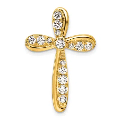 Diamond2deal 14k Yellow Gold Lab Grown Diamond Cross Chain Slide Pendant (0.75ct, Vs, G-h)