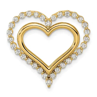 Diamond2deal 14k Yellow Gold Lab Grown Diamond Double Heart Chain Slide Pendant (0.5ct, Vs, G-h)