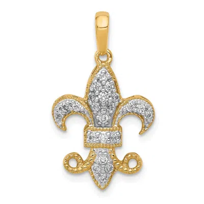 Diamond2deal 14k Yellow Gold Lab Grown Diamond Fleur De Lis Pendant (0.21ct, Vs, G-h)