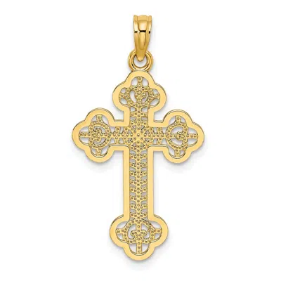 Diamond2deal 14k Yellow Gold Lacey Center Budded Cross Charm Pendant