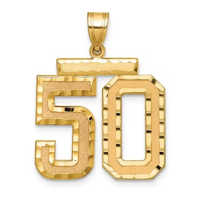 Diamond2deal 14k Yellow Gold Large Brushed Diamond-cut Number Charm Pendant