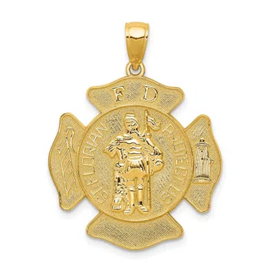 Diamond2deal 14k Yellow Gold Large Fd St. Florian Badge Pendant