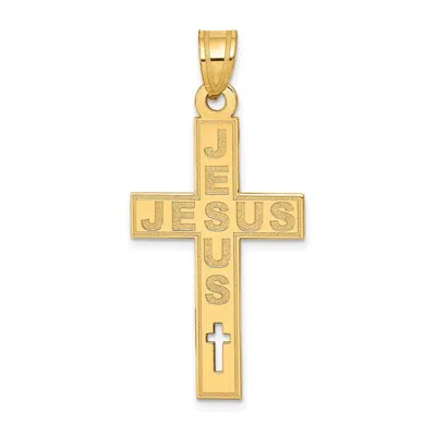 Diamond2deal 14k Yellow Gold Laser Cut Jesus Cross Charm
