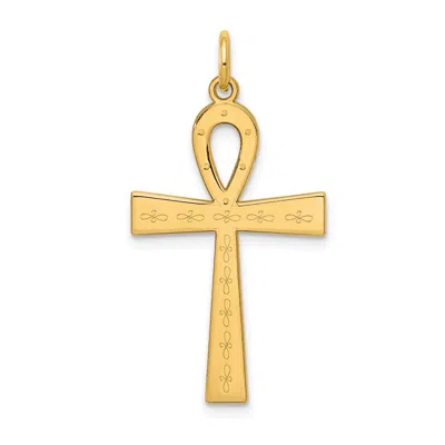Diamond2deal 14k Yellow Gold Laser Designed Ankh Cross Pendant