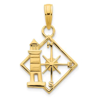 Diamond2deal 14k Yellow Gold Lighthouse Compass Pendant