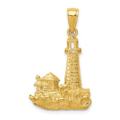 Diamond2deal 14k Yellow Gold Lighthouse Pendant In Orange