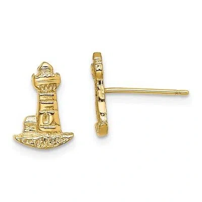 Pre-owned Diamond2deal 14k Yellow Gold Lighthouse Stud Earrings Gift For Women