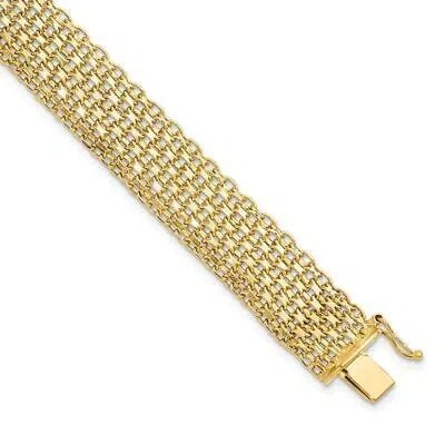 Pre-owned Diamond2deal 14k Yellow Gold Link Chain Bracelet For Mens L-8" W- 12.3mm 8.88g