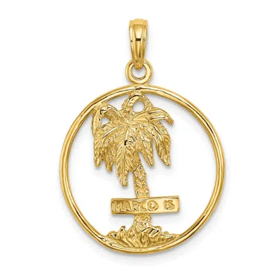 Diamond2deal 14k Yellow Gold Marco Is. Palm Tree Round Charm