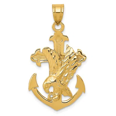 Diamond2deal 14k Yellow Gold Mariners Cross Eagle Pendant