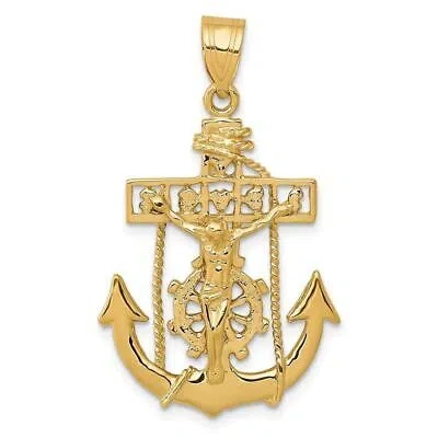 Pre-owned Diamond2deal 14k Yellow Gold Mariners Cross Pendant Necklace 2.55 Gram