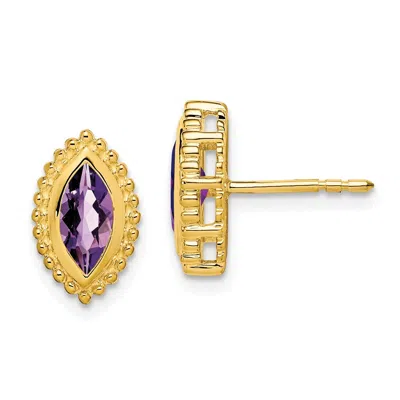 Diamond2deal 14k Yellow Gold Marquise Amethyst Stud Earrings