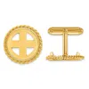 Diamond2deal 14k Yellow Gold Men's Polished Twisted Wire Coin Bezel Cuff Links