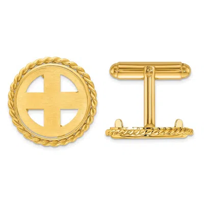 Diamond2deal 14k Yellow Gold Men's Polished Twisted Wire Coin Bezel Cuff Links