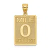 Diamond2deal 14k Yellow Gold Mile Marker 0 Key West Charm In Yellow