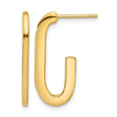 Diamond2deal 14k Yellow Gold Modern J Shape Hoop Earrings