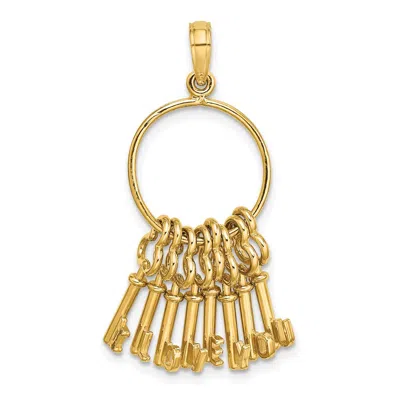 Diamond2deal 14k Yellow Gold Moveable 3d I Love You Key Chain Charm