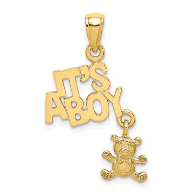 Diamond2deal 14k Yellow Gold Moveable It's A Boy With Teddy Bear Charm