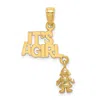 Diamond2deal 14k Yellow Gold Moveable It's A Girl With Doll In Yellow