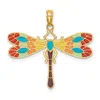 Diamond2deal 14k Yellow Gold Multi Color Enamel Dragonfly Charm In Yellow