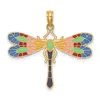 Diamond2deal 14k Yellow Gold Multi Color Enamel Dragonfly Charm In Yellow