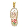 Diamond2deal 14k Yellow Gold Multi Color Enamel Flower Flip-flop Charm In Yellow