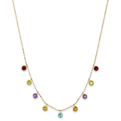 Diamond2deal 14k Yellow Gold Multi-color Gemstone Pendant Necklace 16"