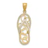 Diamond2deal 14k Yellow Gold Multi Heart Flip-flop White Enamel Charm In Yellow