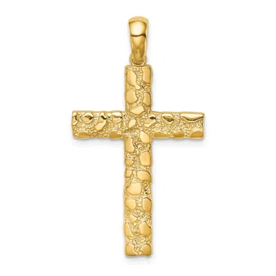Diamond2deal 14k Yellow Gold Nugget Cross Pendant In Orange