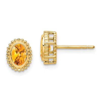 Diamond2deal 14k Yellow Gold Oval Citrine Stud Earrings