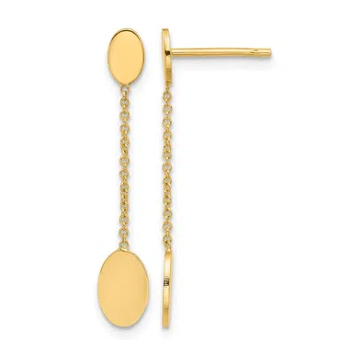 Diamond2deal 14k Yellow Gold Oval Discs Drop Dangle Earrings