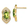 Diamond2deal 14k Yellow Gold Peridot And Diamond Earrings