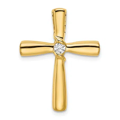 Diamond2deal 14k Yellow Gold Polished 1/10 Carat Diamond Cross Chain Slide