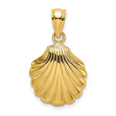 Diamond2deal 14k Yellow Gold Polished 2-d Scallop Shell Charm Pendant