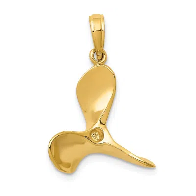 Diamond2deal 14k Yellow Gold Polished 3-d Propeller Pendant