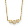 Diamond2deal 14k Yellow Gold Polished 3 Stone Cubic Zirconia Necklace 18"