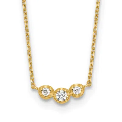 Diamond2deal 14k Yellow Gold Polished 3 Stone Cubic Zirconia Necklace 18"