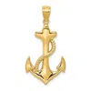 Diamond2deal 14k Yellow Gold Polished Anchor Rope Pendant In Yellow